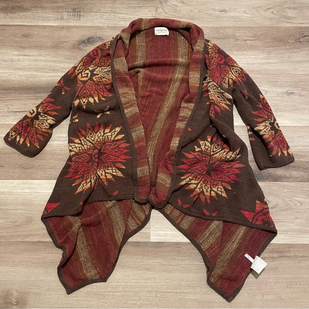 Ralph Lauren Denim Supply Tribal Aztec Western Print Drape Open Duster Cardigan